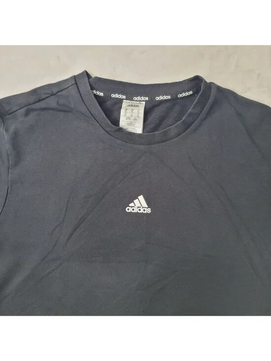 Adidas Center Logo Men's Black 3 Stripes Crew Neck Sweatshirt Size XL - Picture 3 of 10